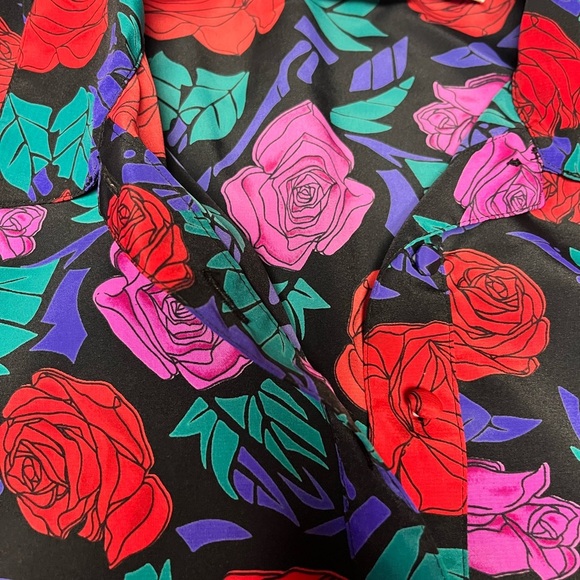 Floral vintage polyester shirt size 12 - Picture 4 of 5